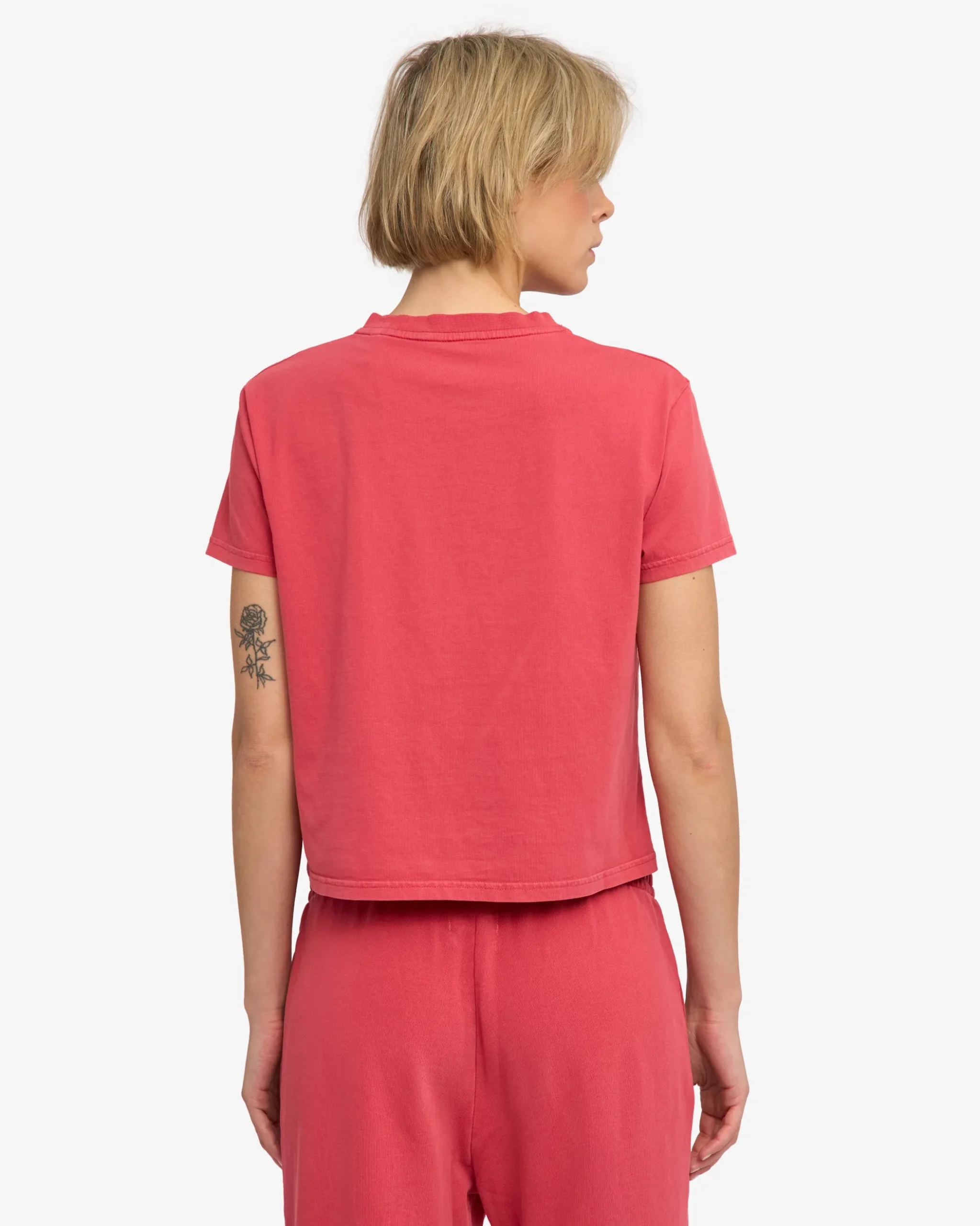 Organic Boxy Crop Tee - Faded Red