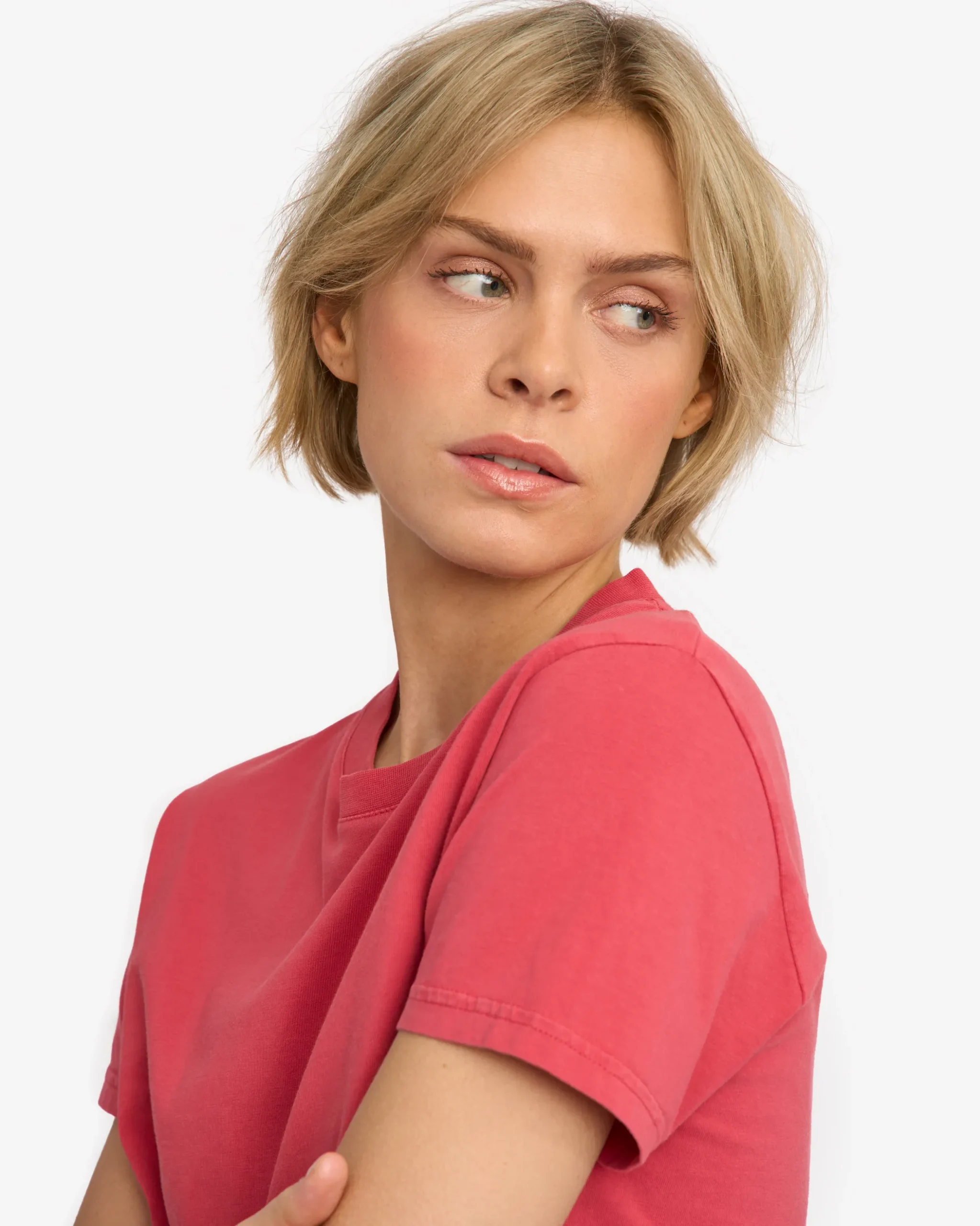 Organic Boxy Crop Tee - Faded Red