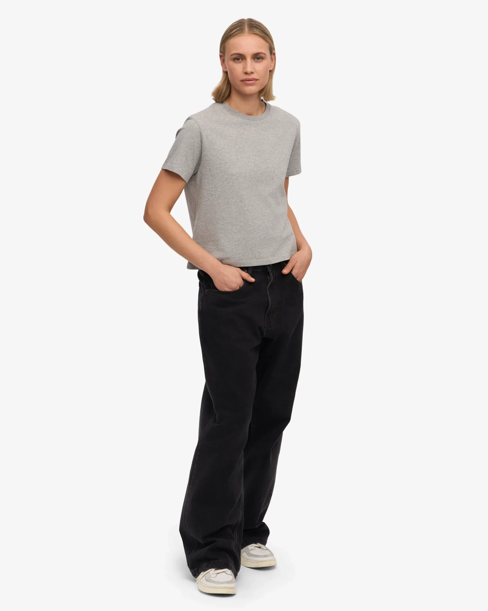 Organic Boxy Crop Tee - Heather Grey