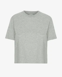 Organic Boxy Crop Tee - Heather Grey