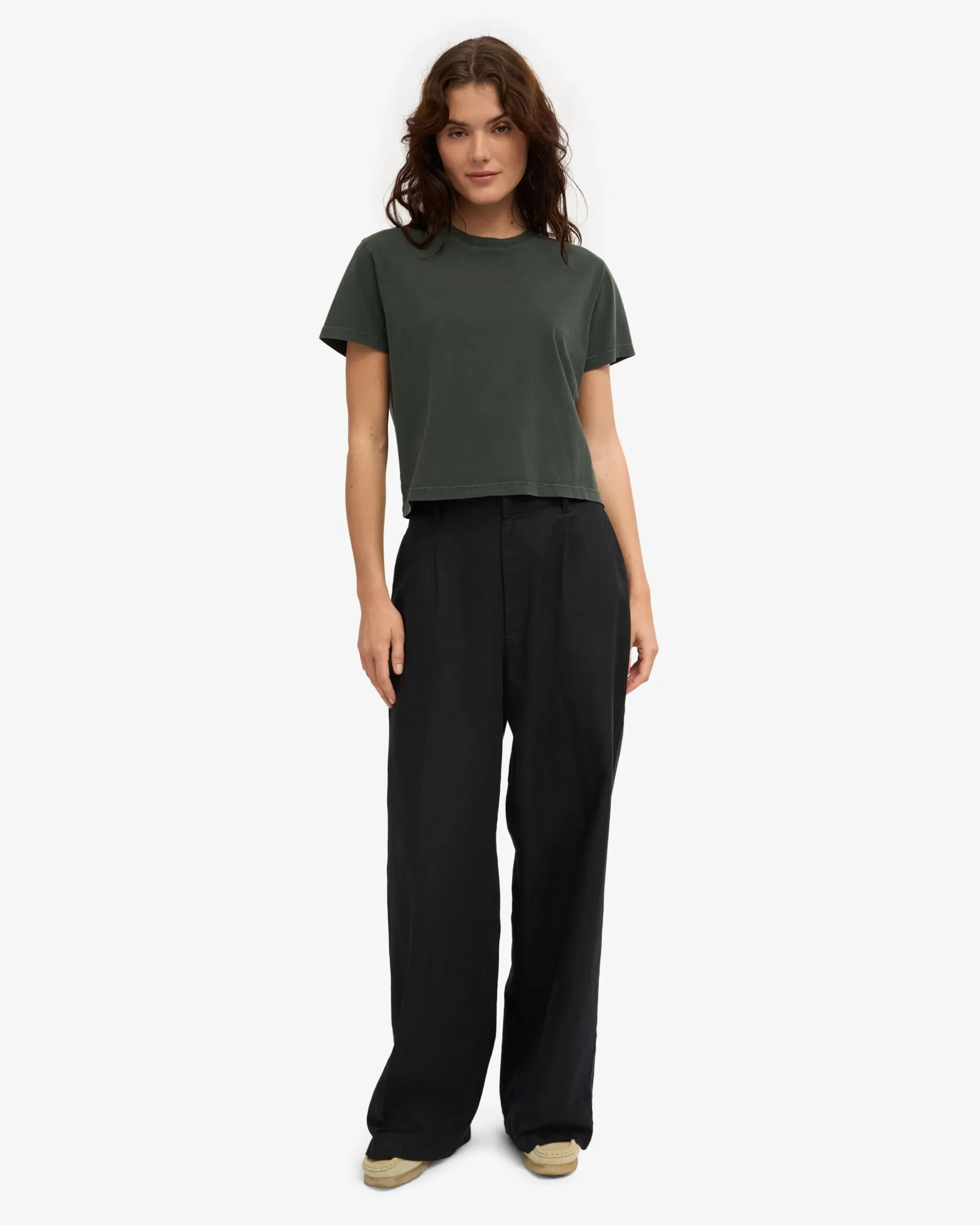 Organic Boxy Crop Tee - Midnight Forest