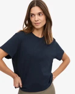 Organic Boxy Crop Tee - Navy Blue (3-Pack)