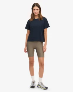 Organic Boxy Crop Tee - Navy Blue