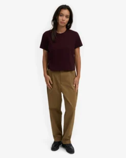 Organic Boxy Crop Tee - Oxblood Red