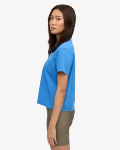Organic Boxy Crop Tee - Pacific Blue