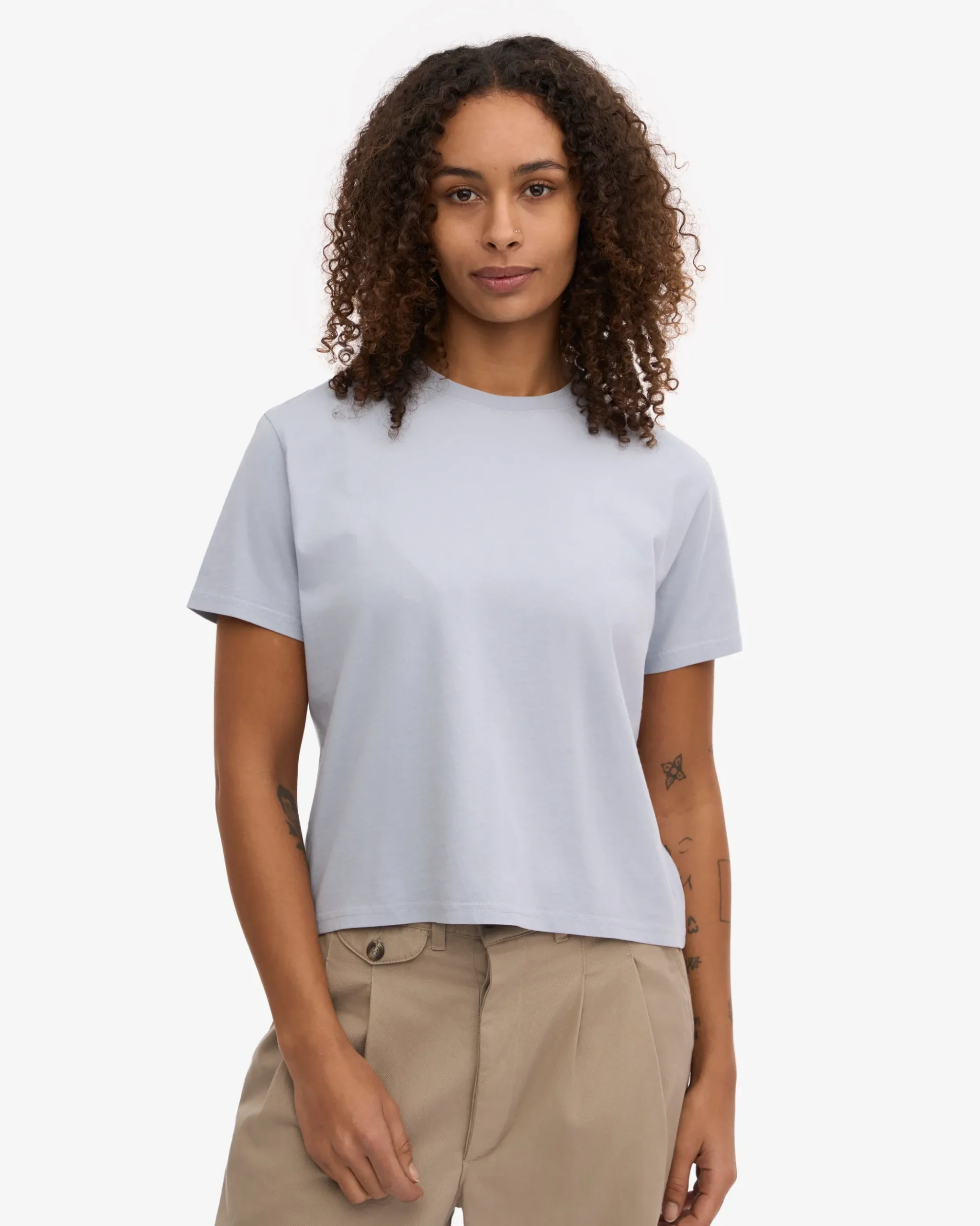 Organic Boxy Crop Tee - Polar Blue