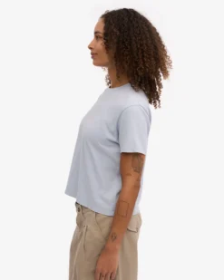 Organic Boxy Crop Tee - Polar Blue