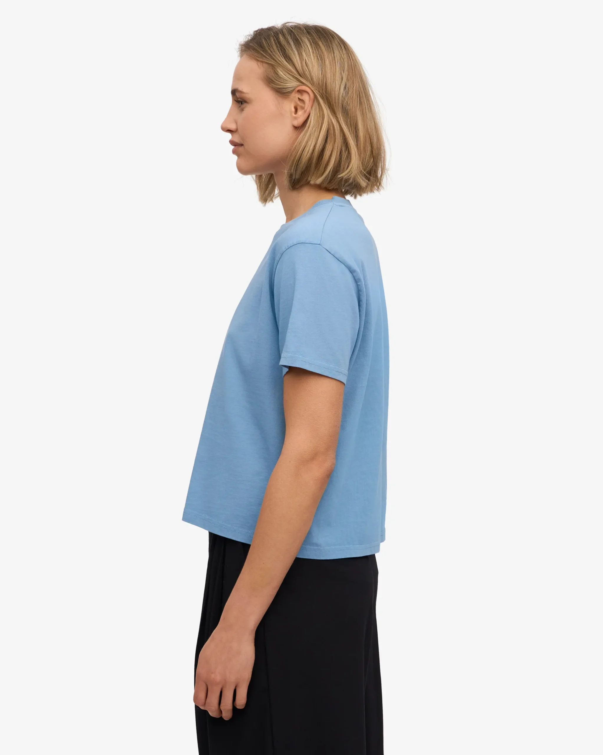 Organic Boxy Crop Tee - Seaside Blue