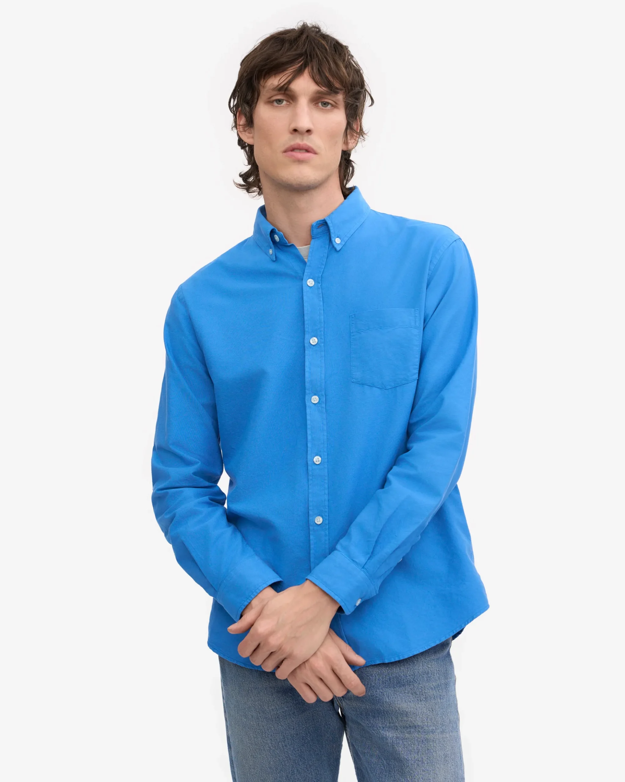 Organic Button Down Shirt - Pacific Blue