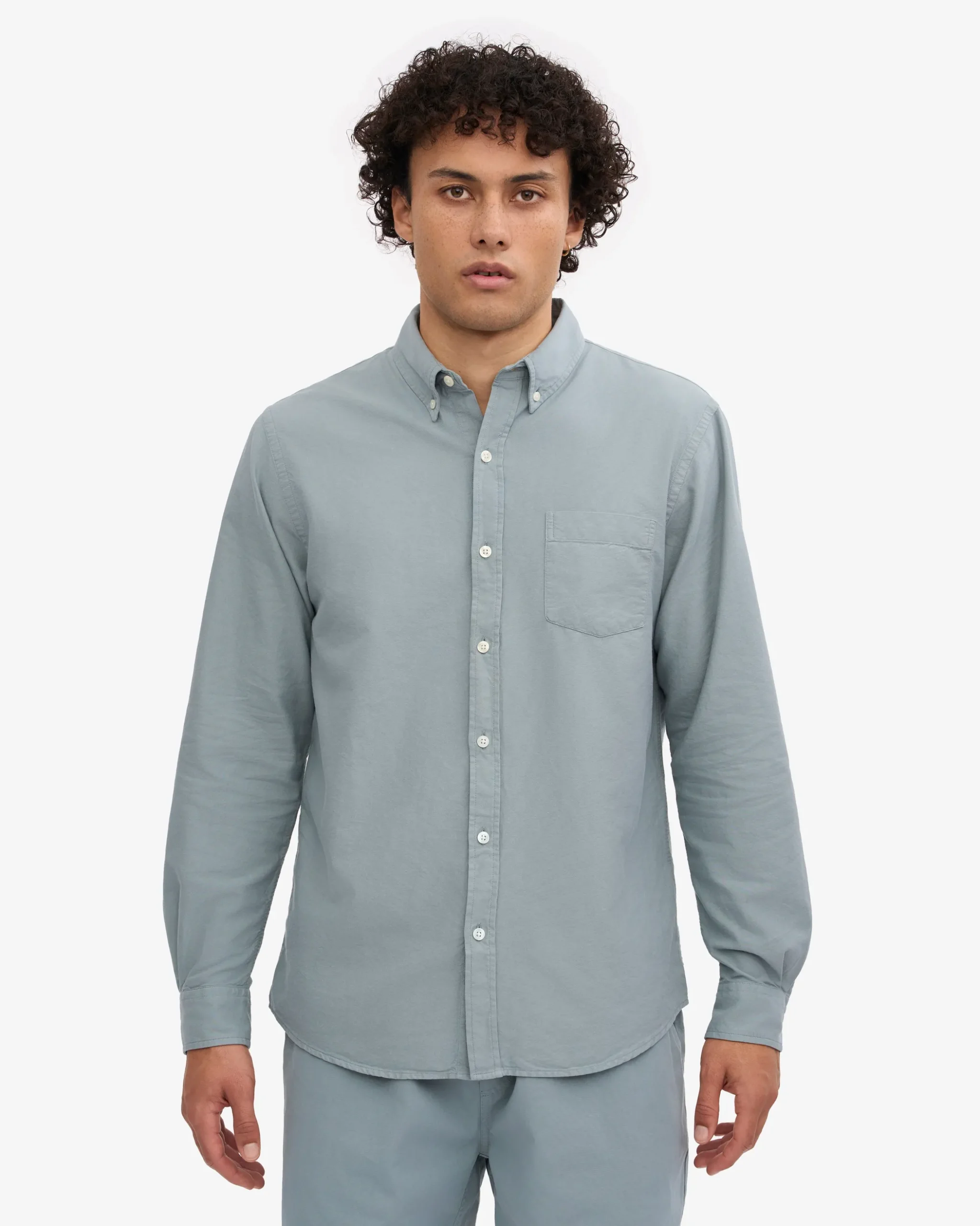 Organic Button Down Shirt - Steel Blue