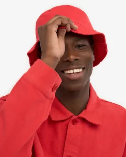 Organic Cotton Bucket Hat - Red Tangerine