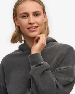Organic Crop Zip Hood - Faded Black