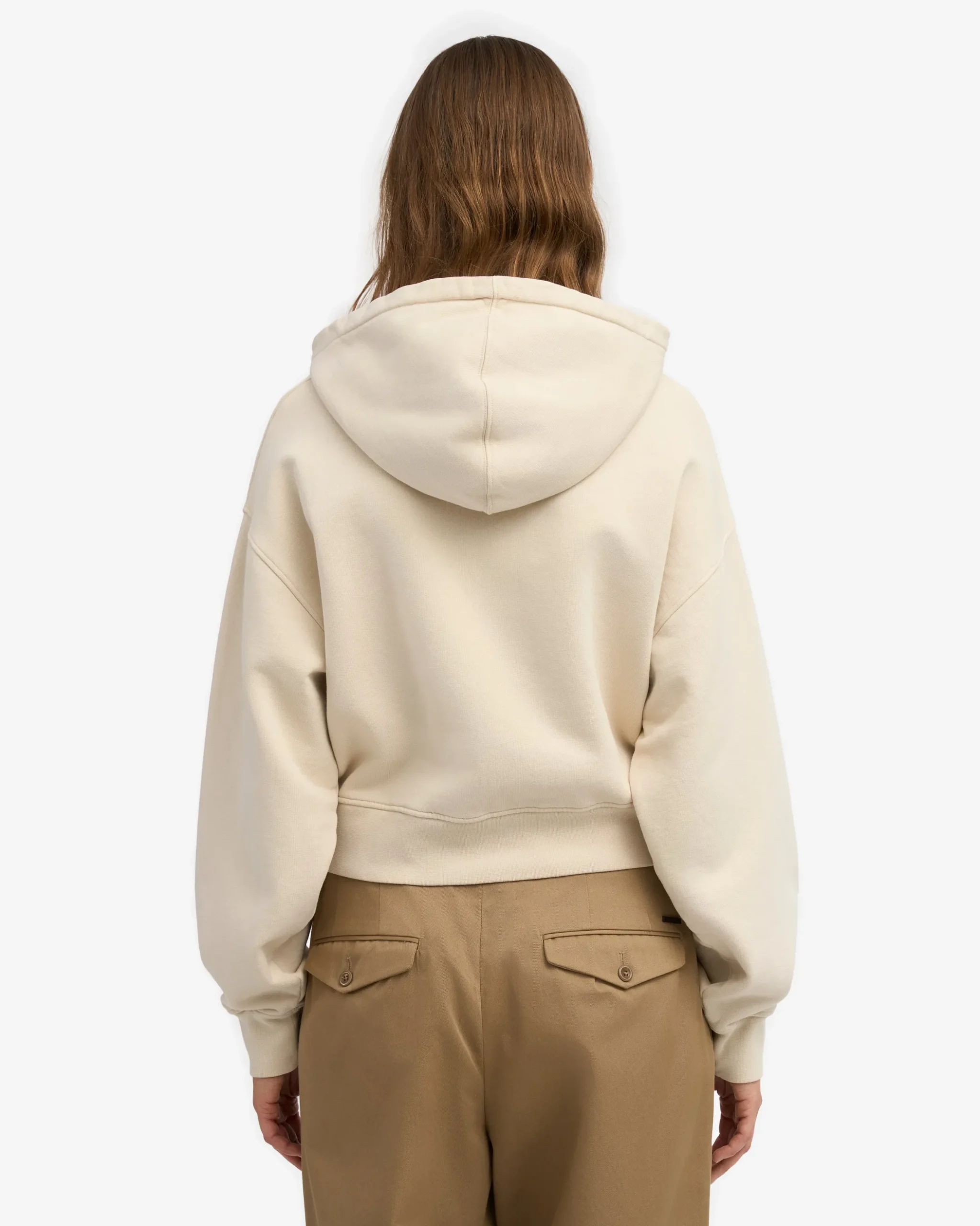 Organic Crop Zip Hood - Ivory White