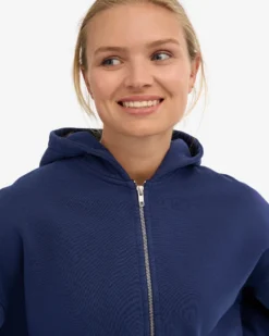 Organic Crop Zip Hood - Marine Blue