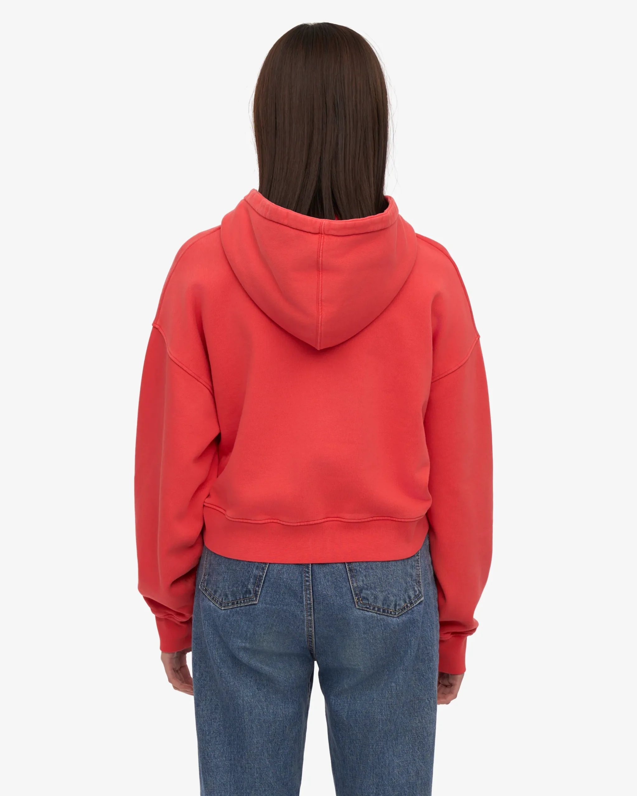 Organic Crop Zip Hood - Red Tangerine