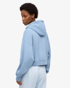 Organic Crop Zip Hood - Seaside Blue