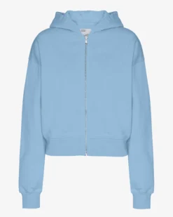 Organic Crop Zip Hood - Seaside Blue