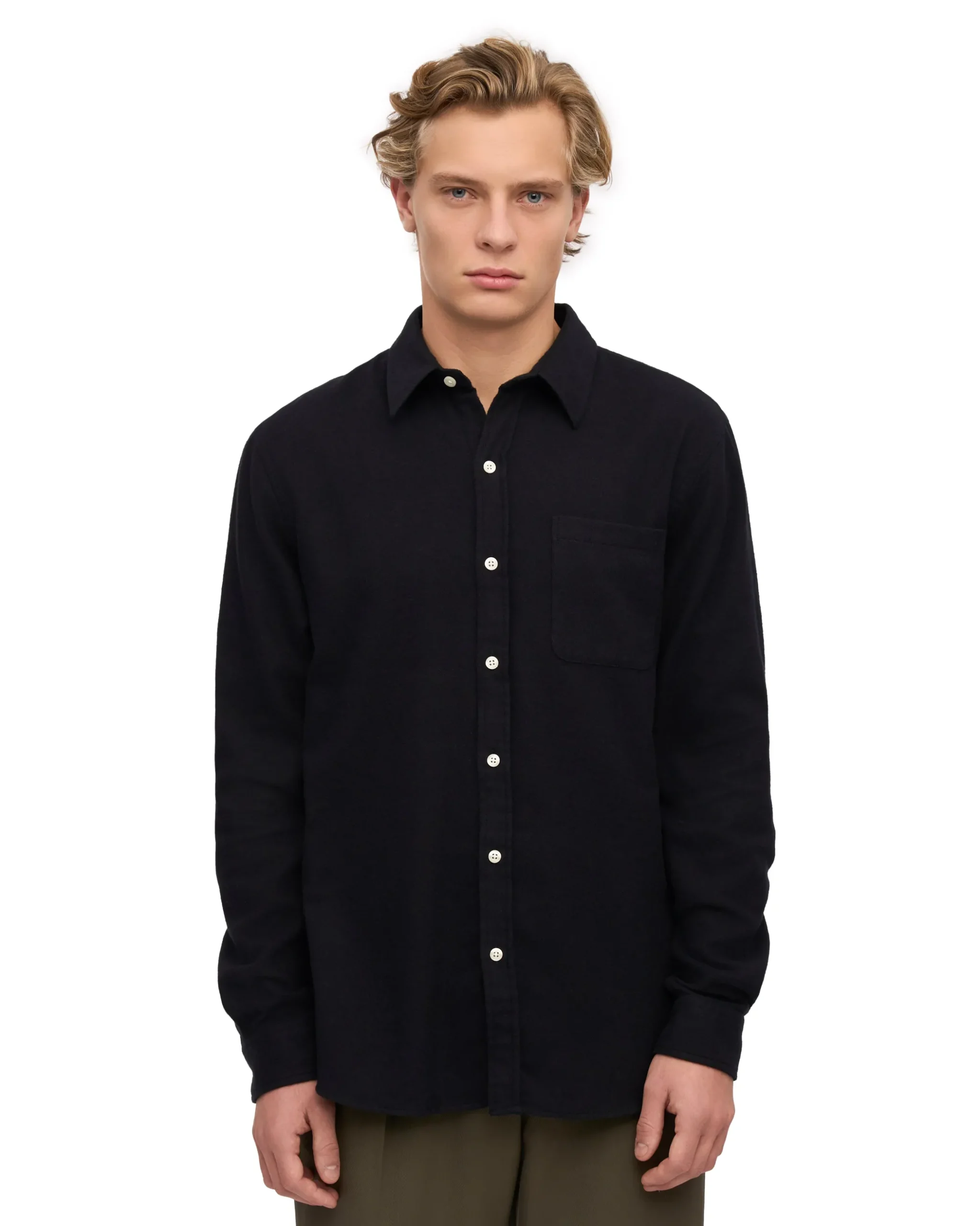 Organic Flannel Shirt - Deep Black
