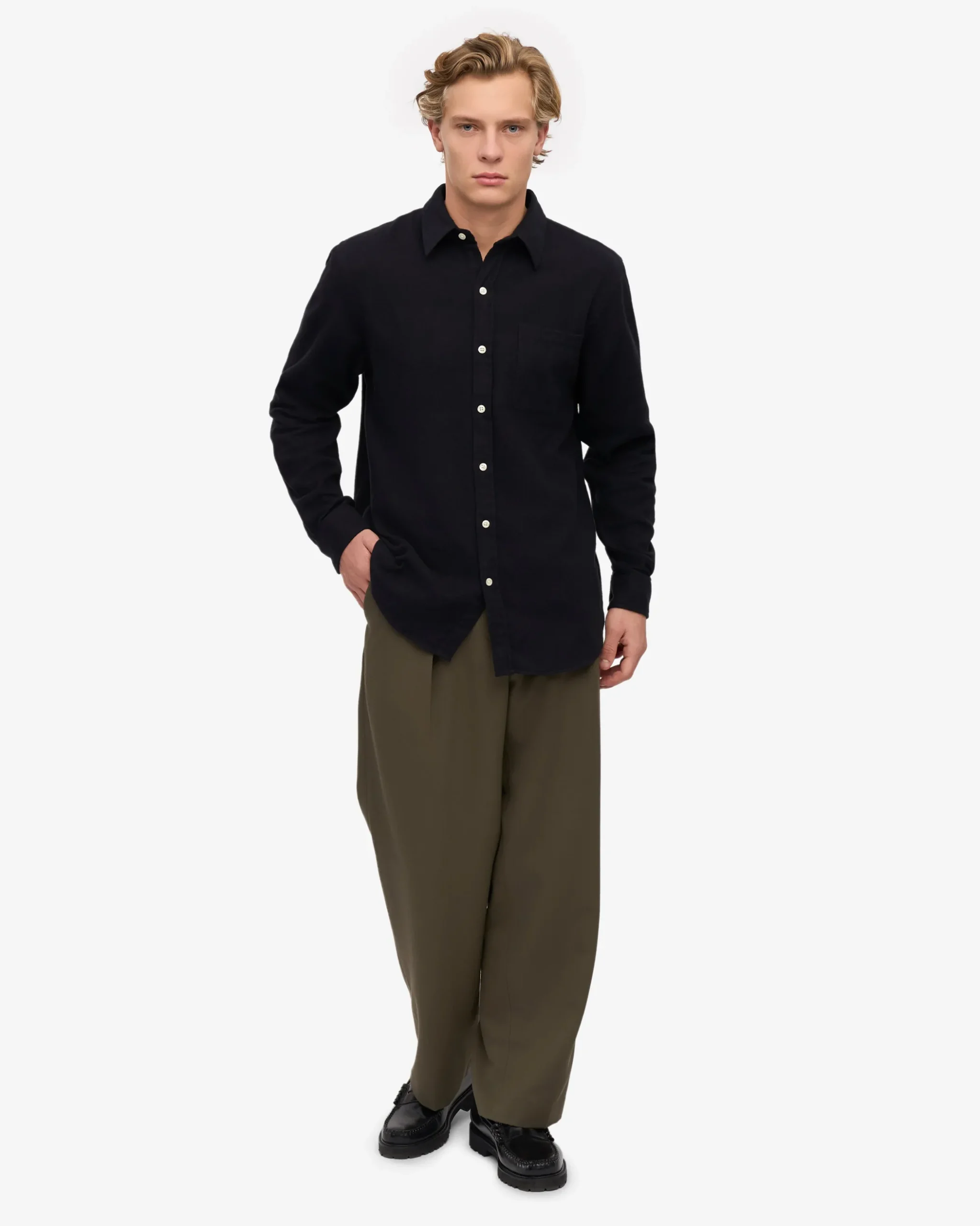 Organic Flannel Shirt - Deep Black
