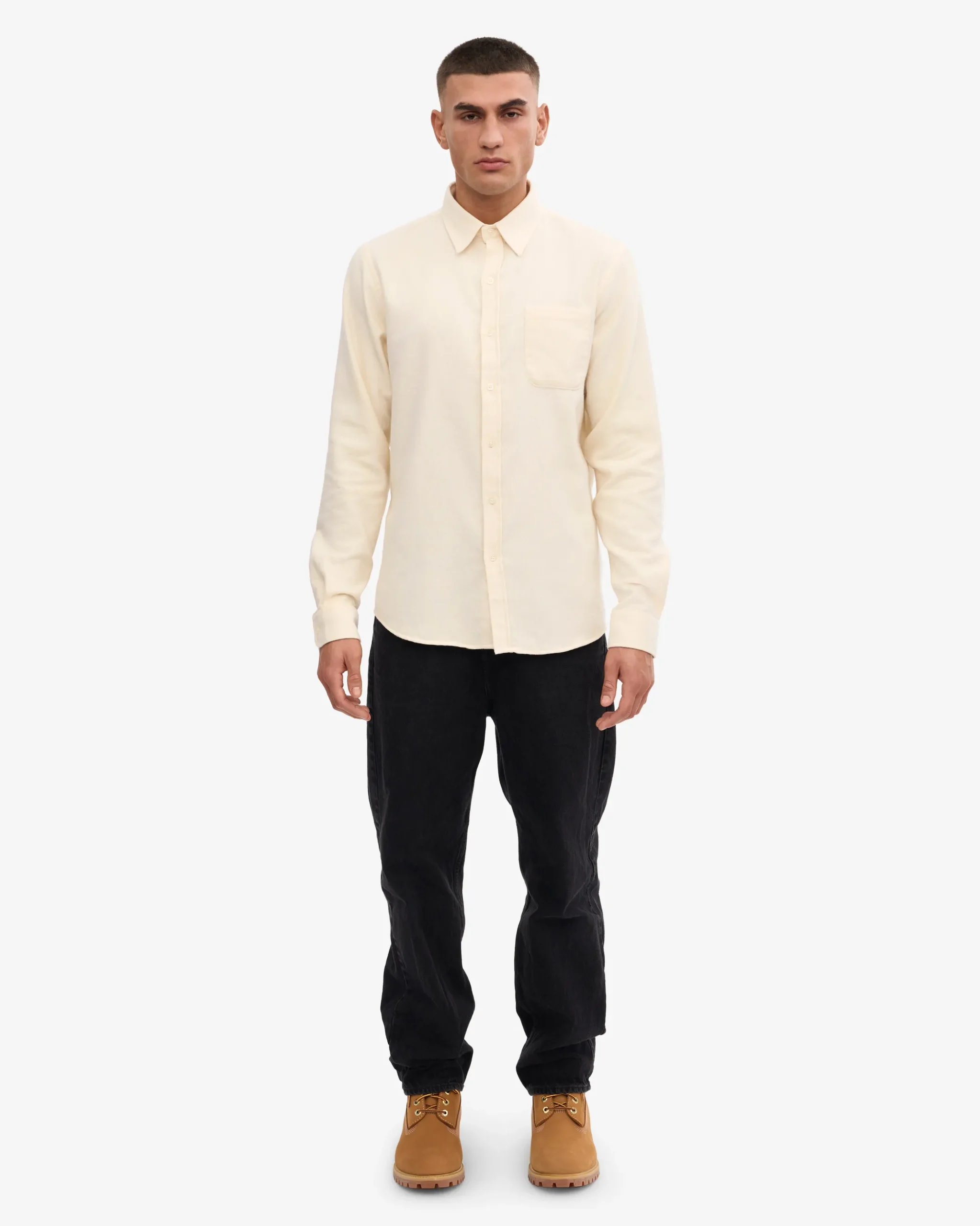 Organic Flannel Shirt - Ivory White