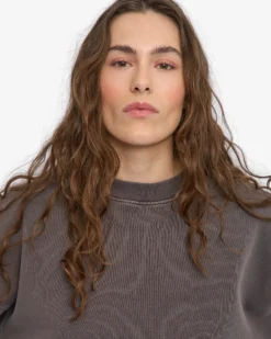 Organic Oversized Crew - Faded Mud