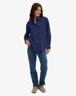Organic Oversized Shirt - Marine Blue