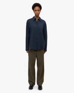 Organic Oversized Shirt - Navy Blue