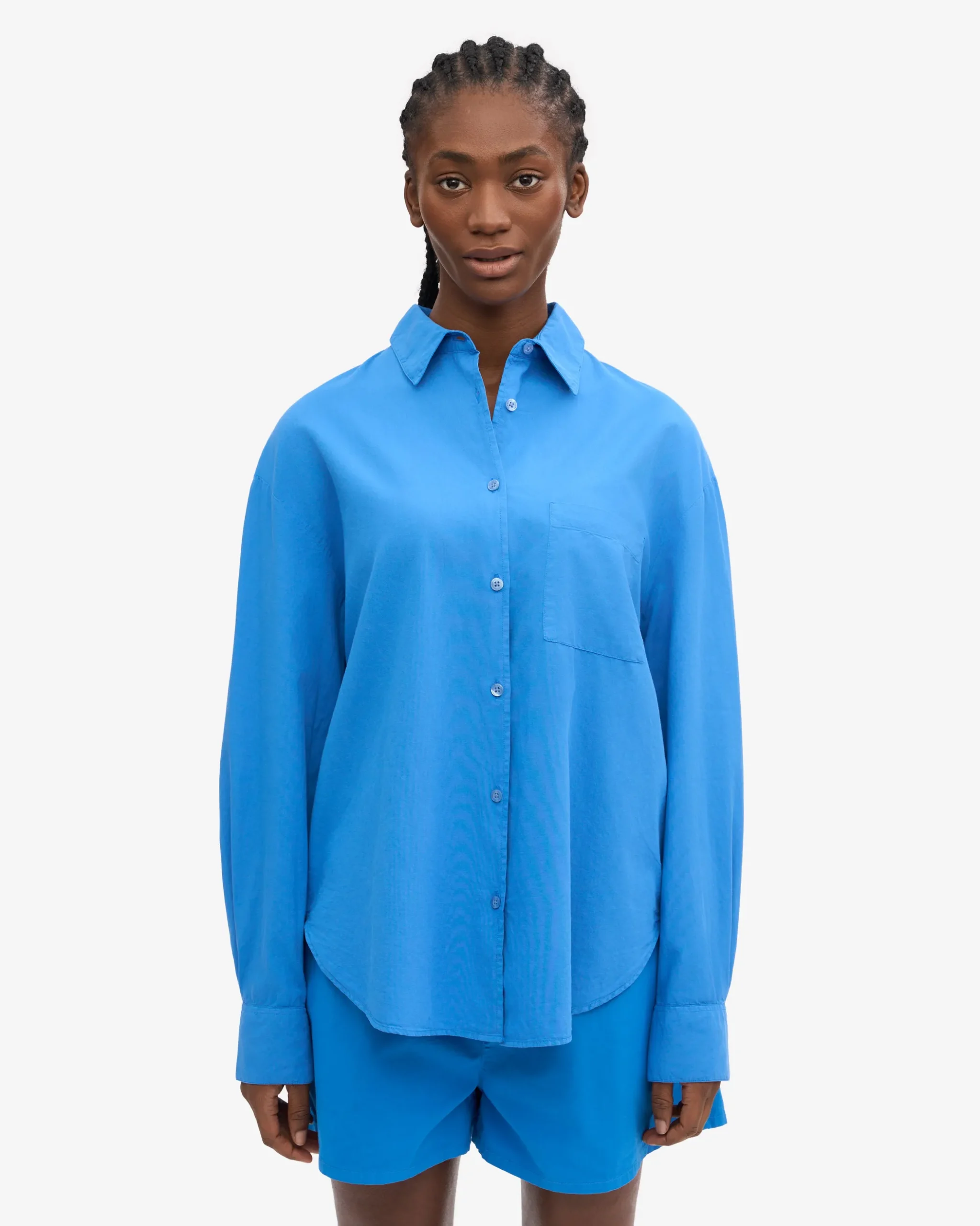 Organic Oversized Shirt - Pacific Blue