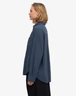Organic Oversized Shirt - Petrol Blue