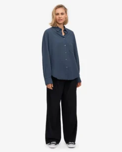 Organic Oversized Shirt - Petrol Blue
