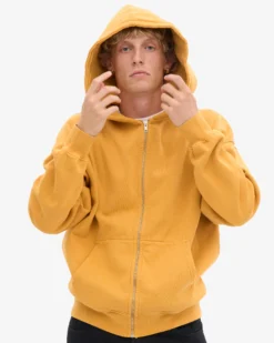 Organic Oversized Zip Hood - Burned Yellow