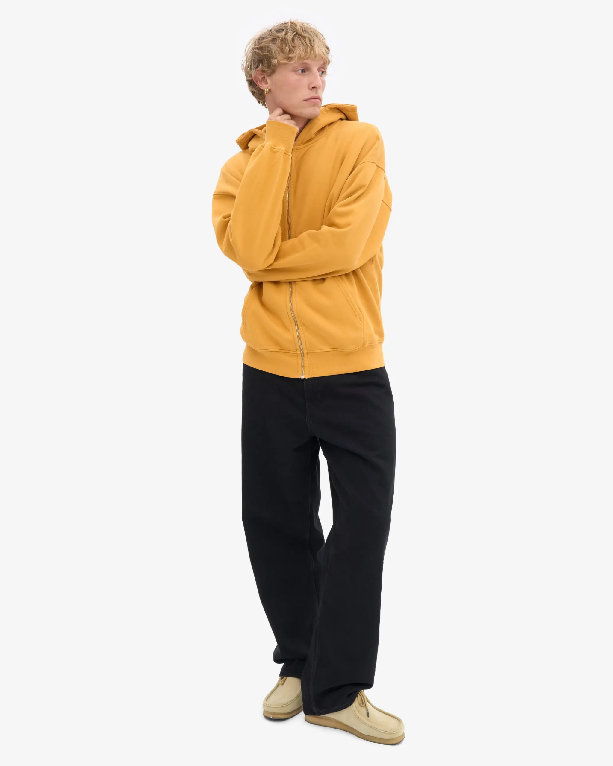 Organic Oversized Zip Hood - Burned Yellow