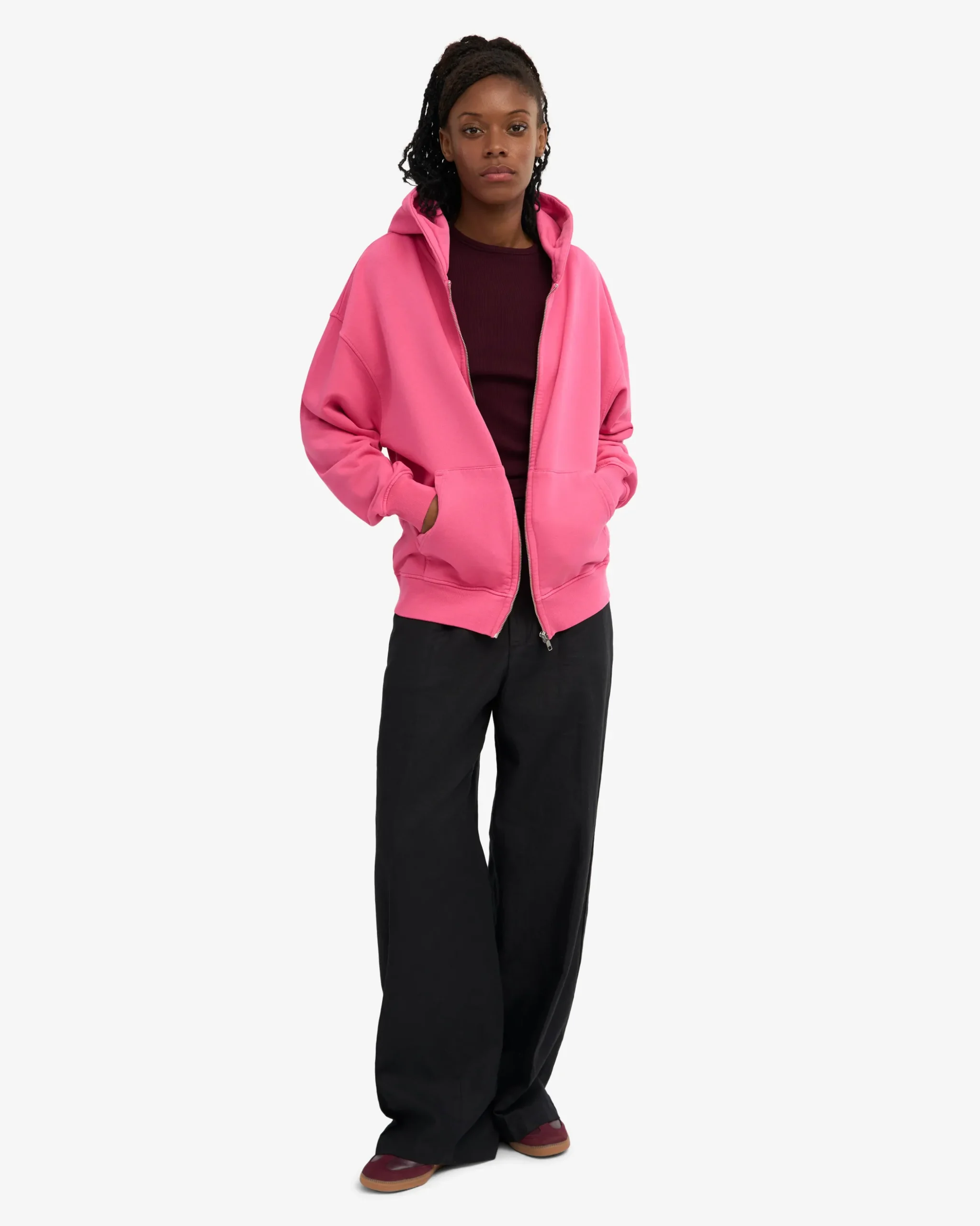 Organic Oversized Zip Hood - Bubblegum Pink