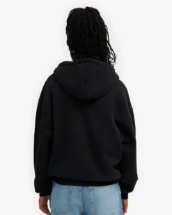 Organic Oversized Zip Hood - Deep Black