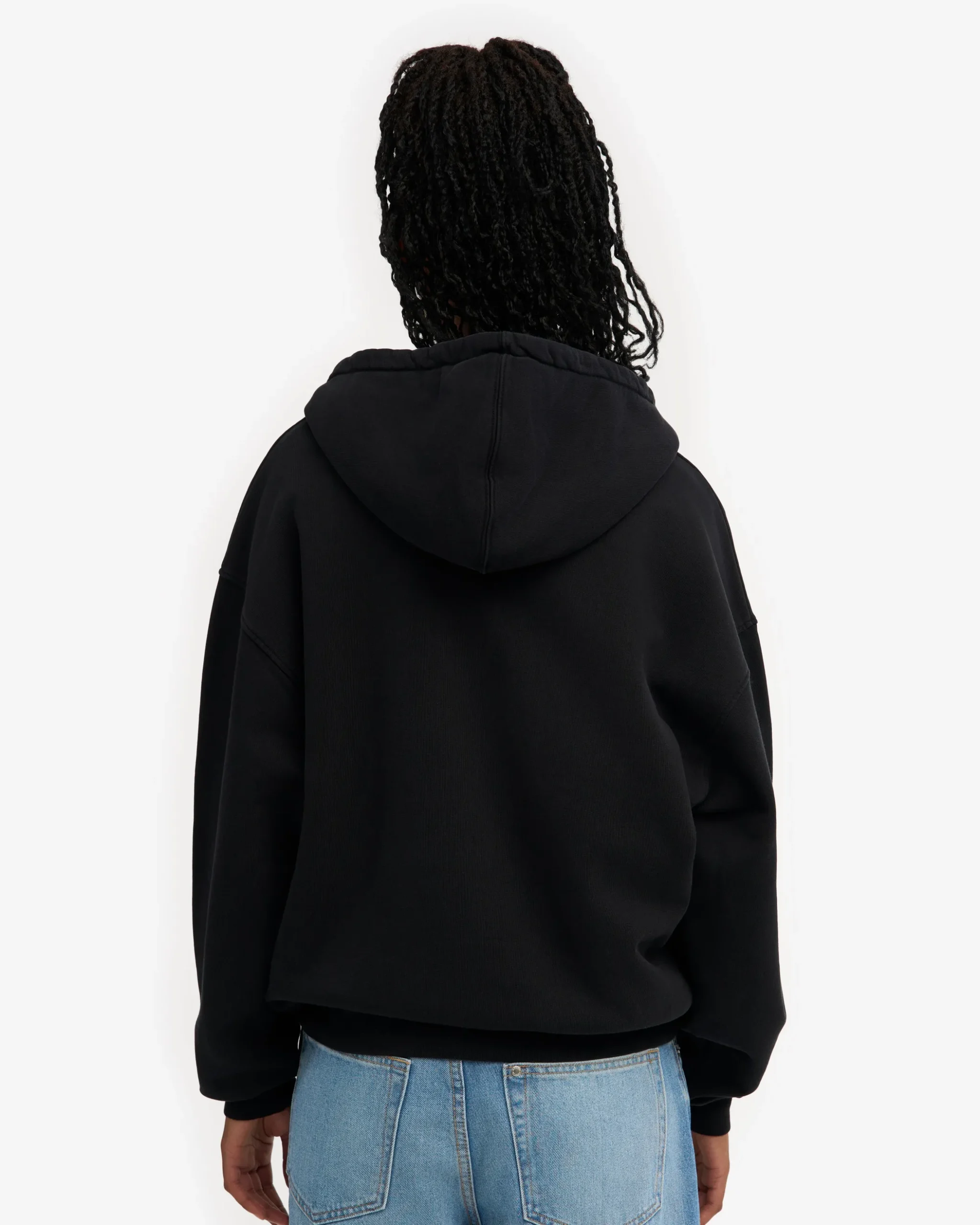Organic Oversized Zip Hood - Deep Black