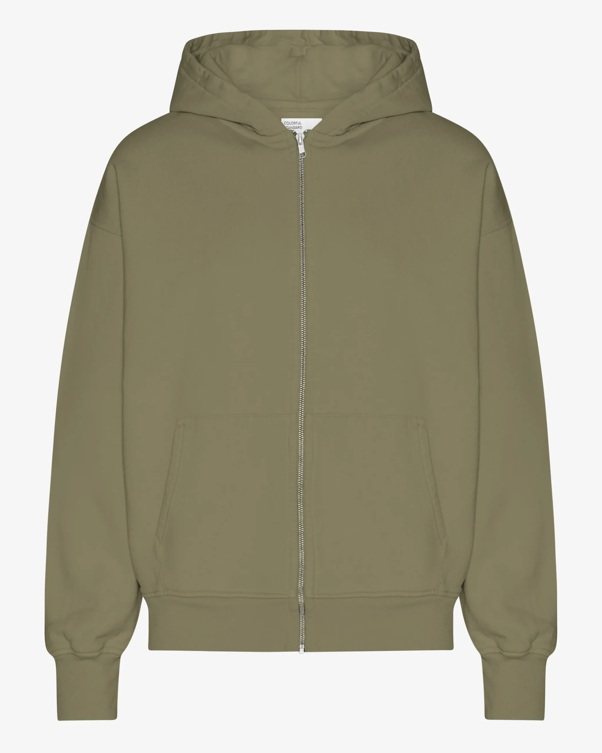 Organic Oversized Zip Hood - Dusty Olive