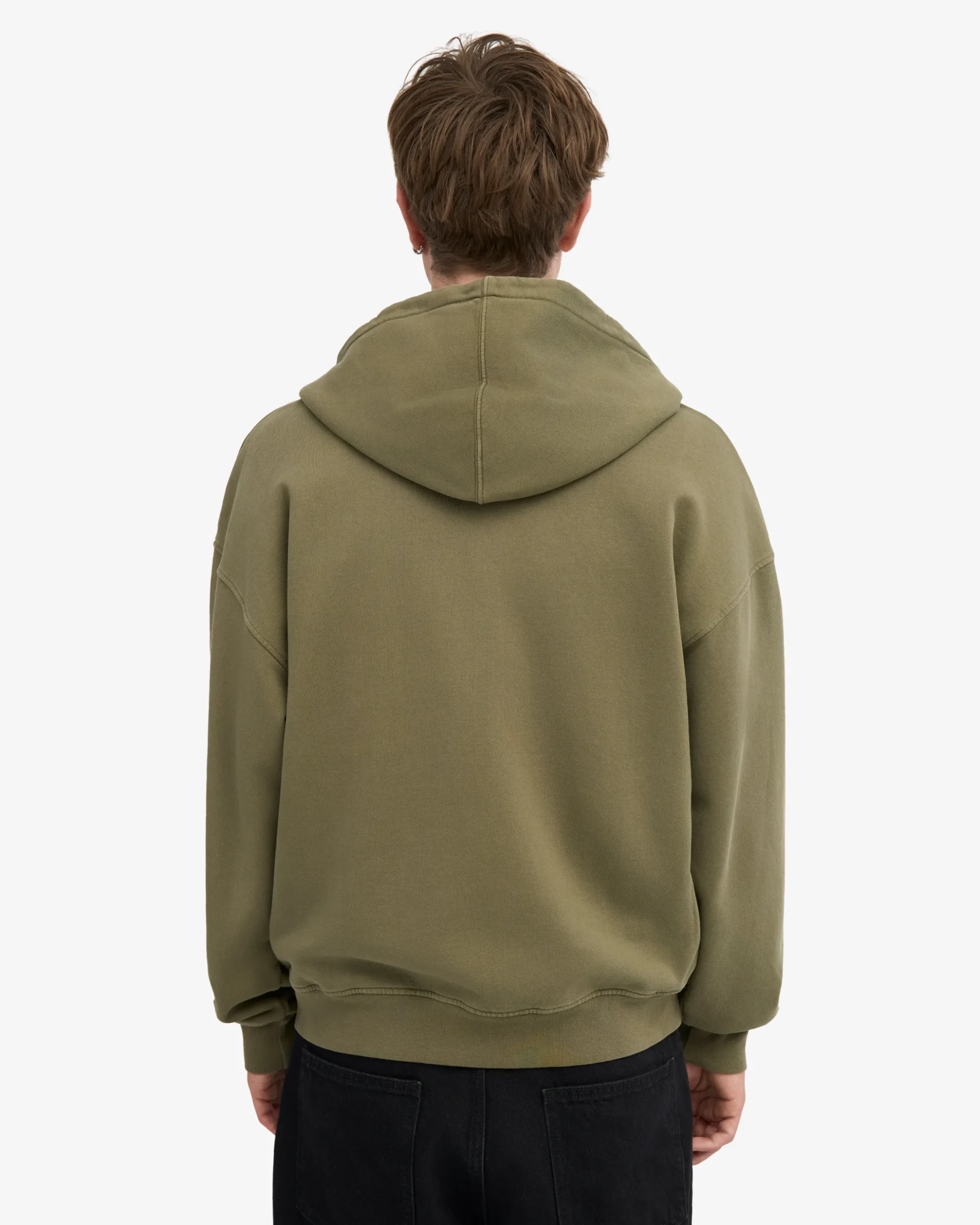 Organic Oversized Zip Hood - Dusty Olive