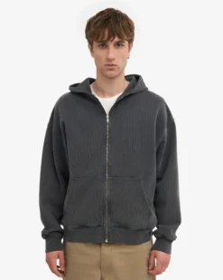 Organic Oversized Zip Hood - Faded Black