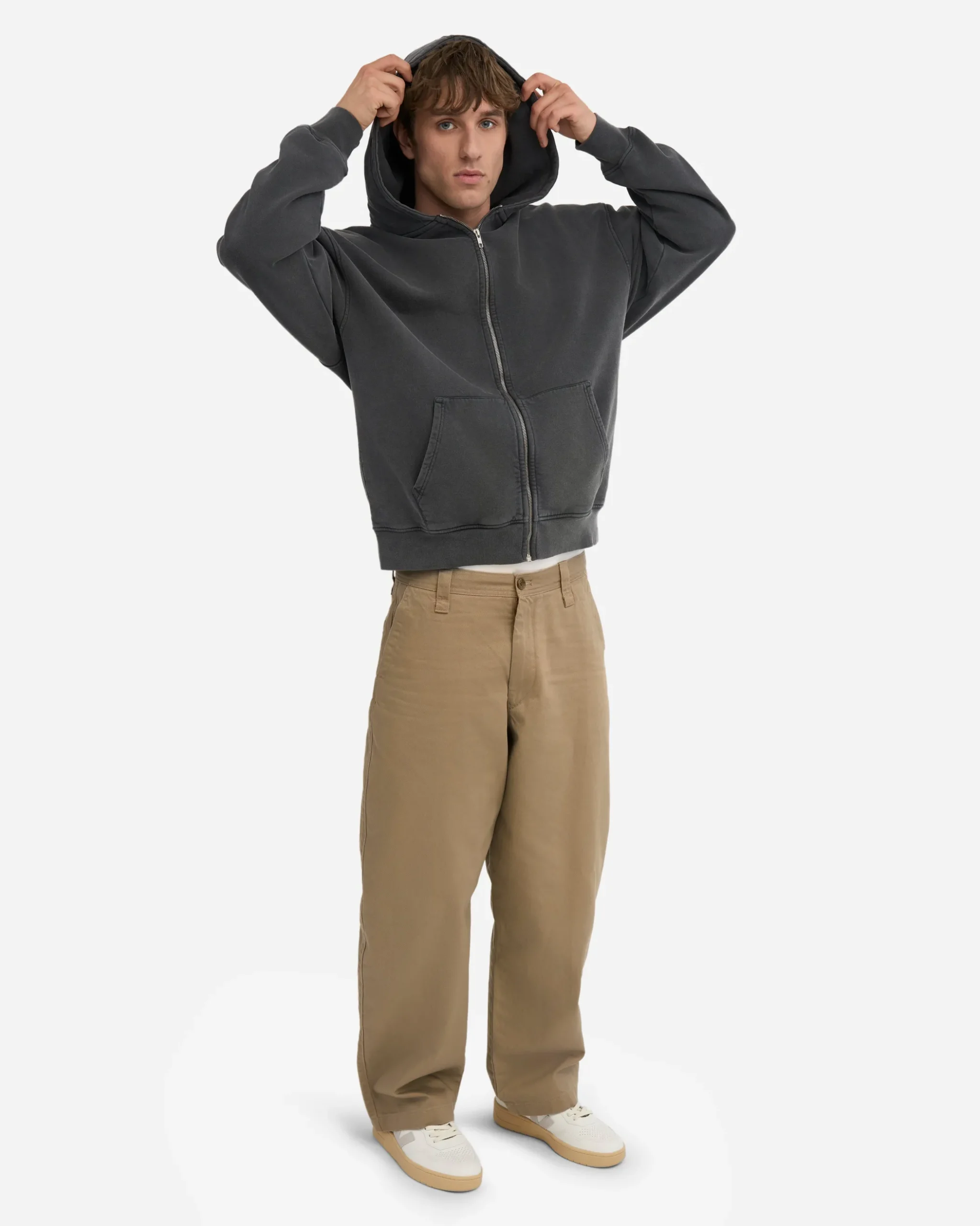 Organic Oversized Zip Hood - Faded Black