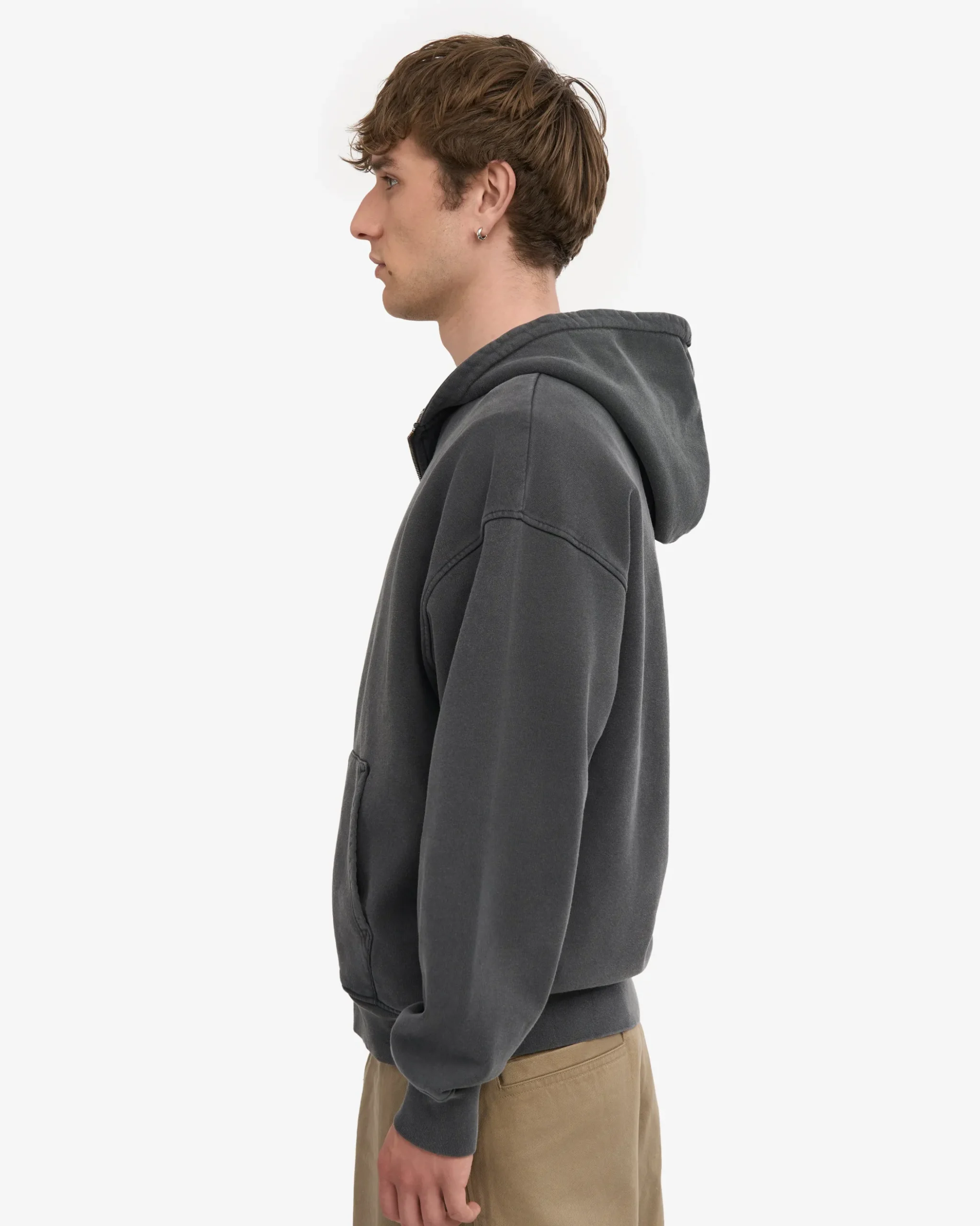 Organic Oversized Zip Hood - Faded Black