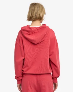 Organic Oversized Zip Hood - Faded Red