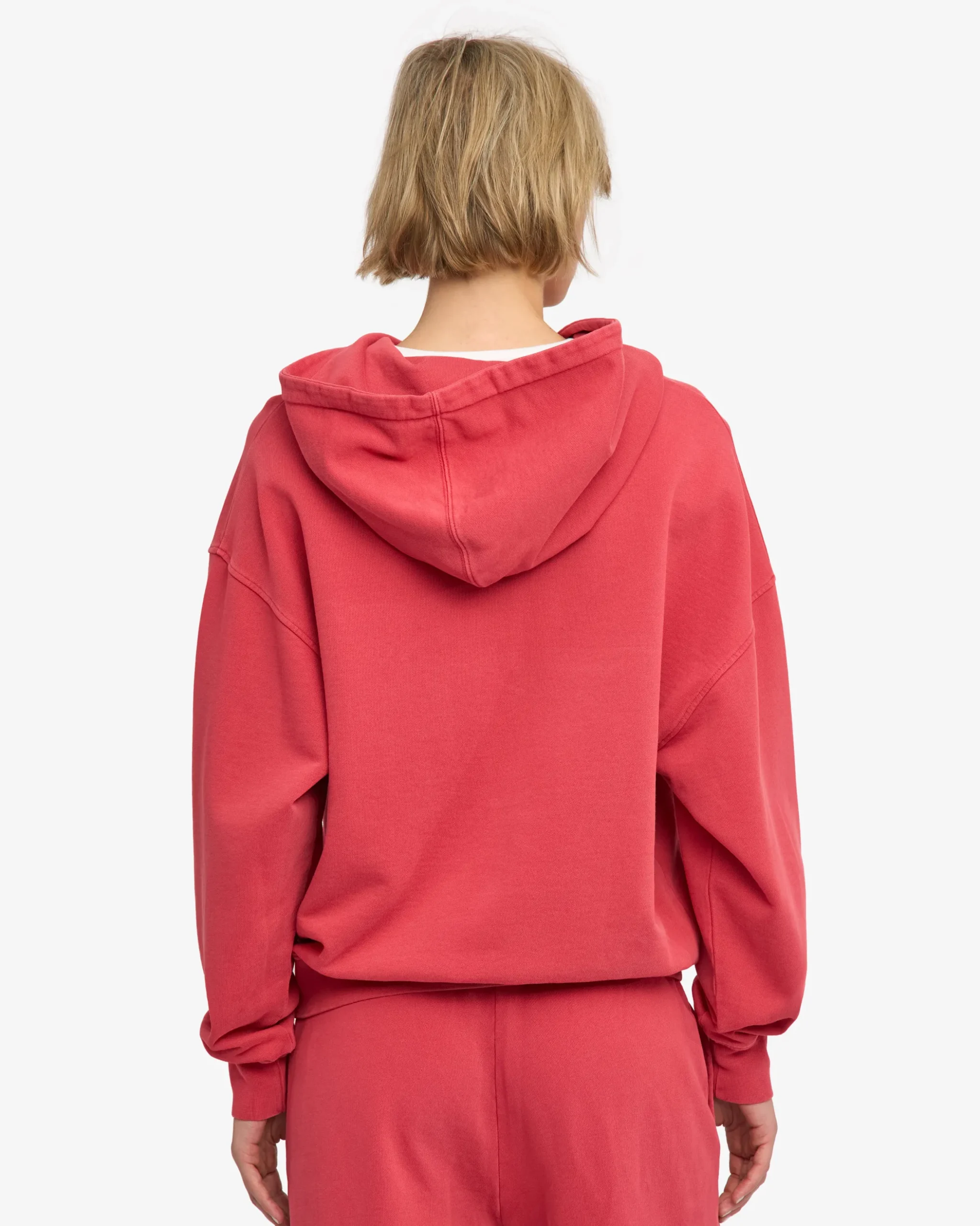 Organic Oversized Zip Hood - Faded Red