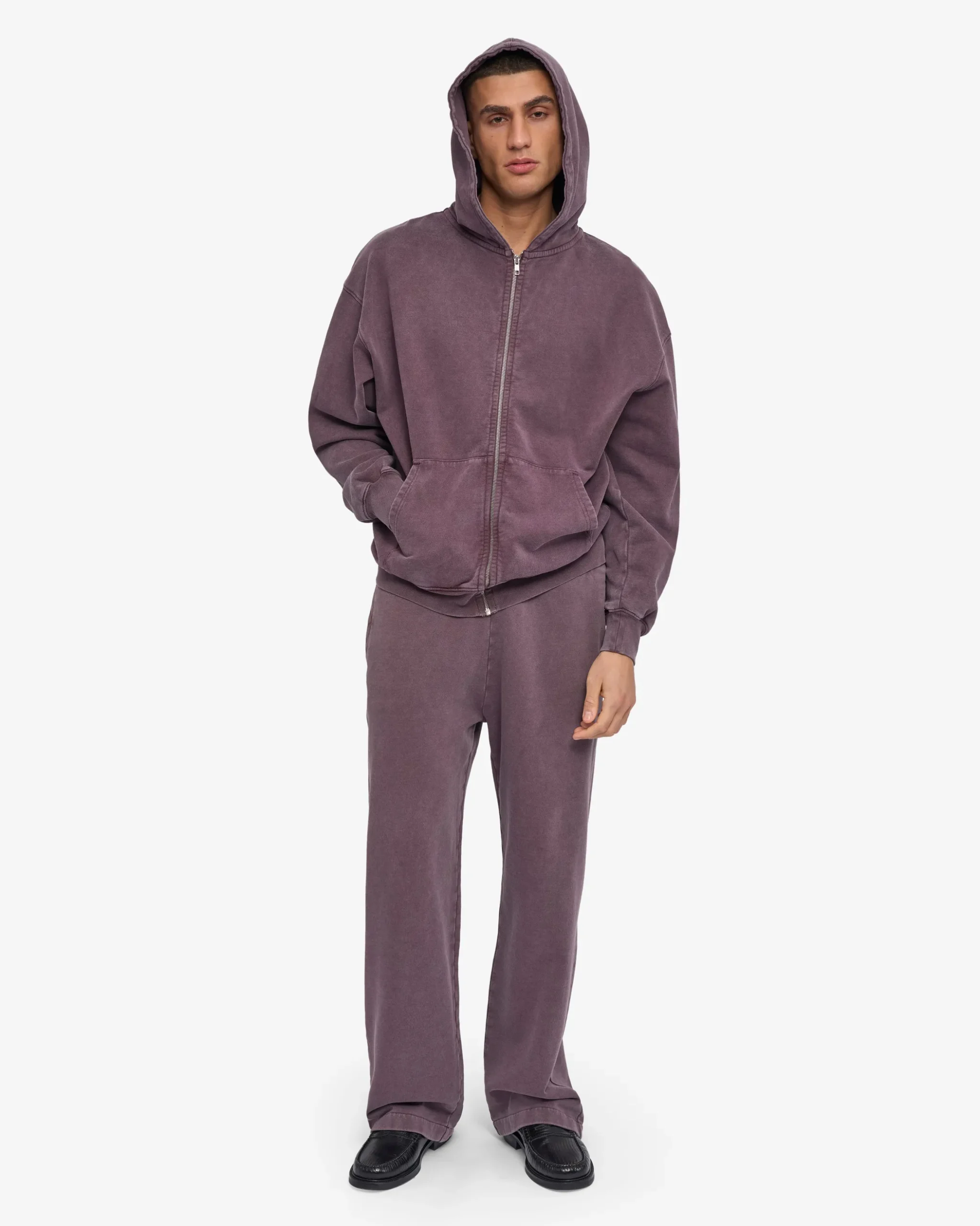 Organic Oversized Zip Hood - Faded Grape