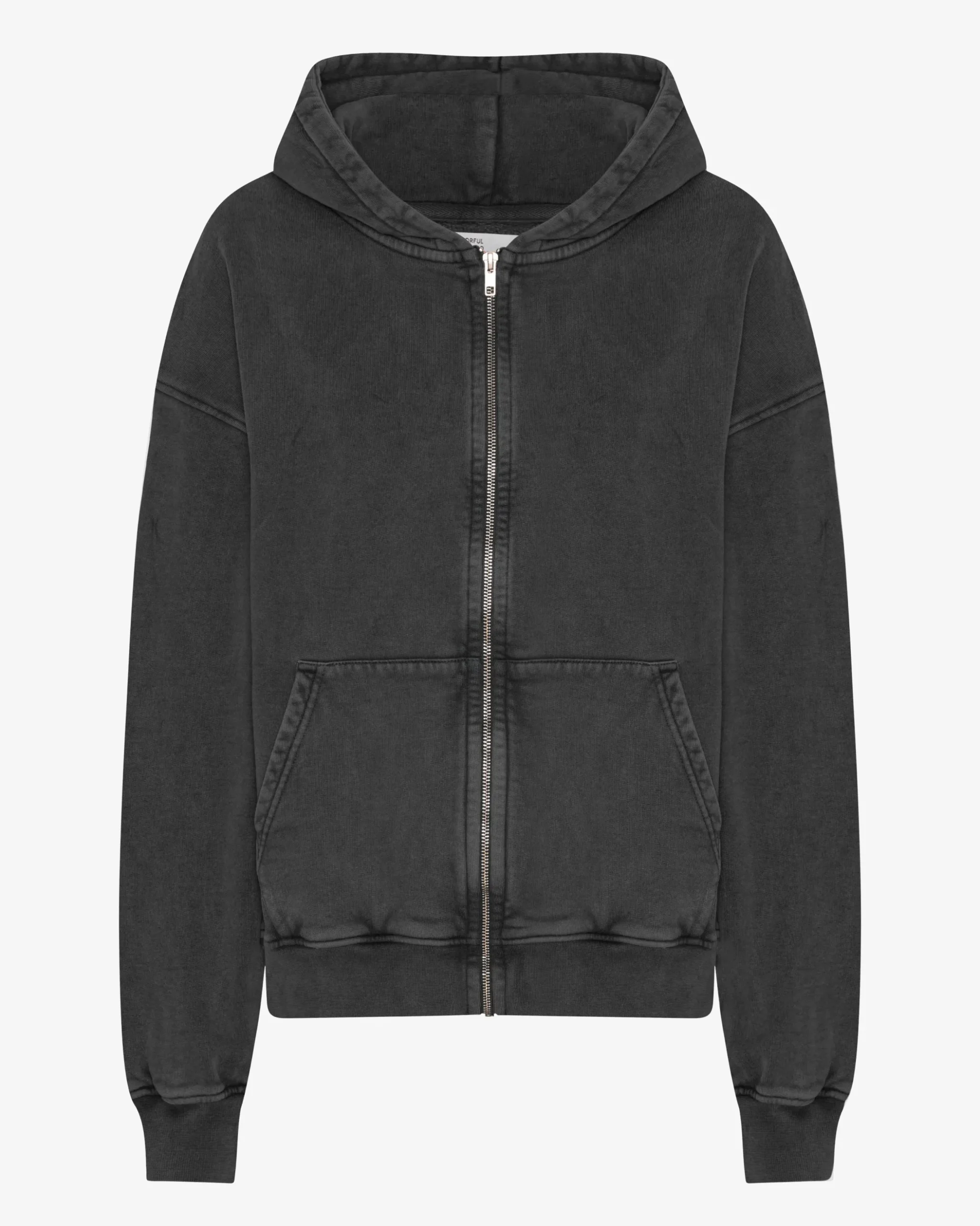 Organic Oversized Zip Hood - Faded Black