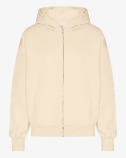 Organic Oversized Zip Hood - Ivory White