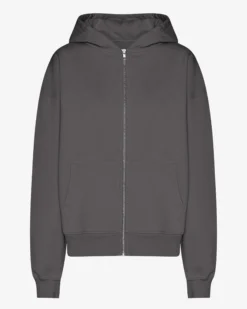 Organic Oversized Zip Hood - Lava Grey