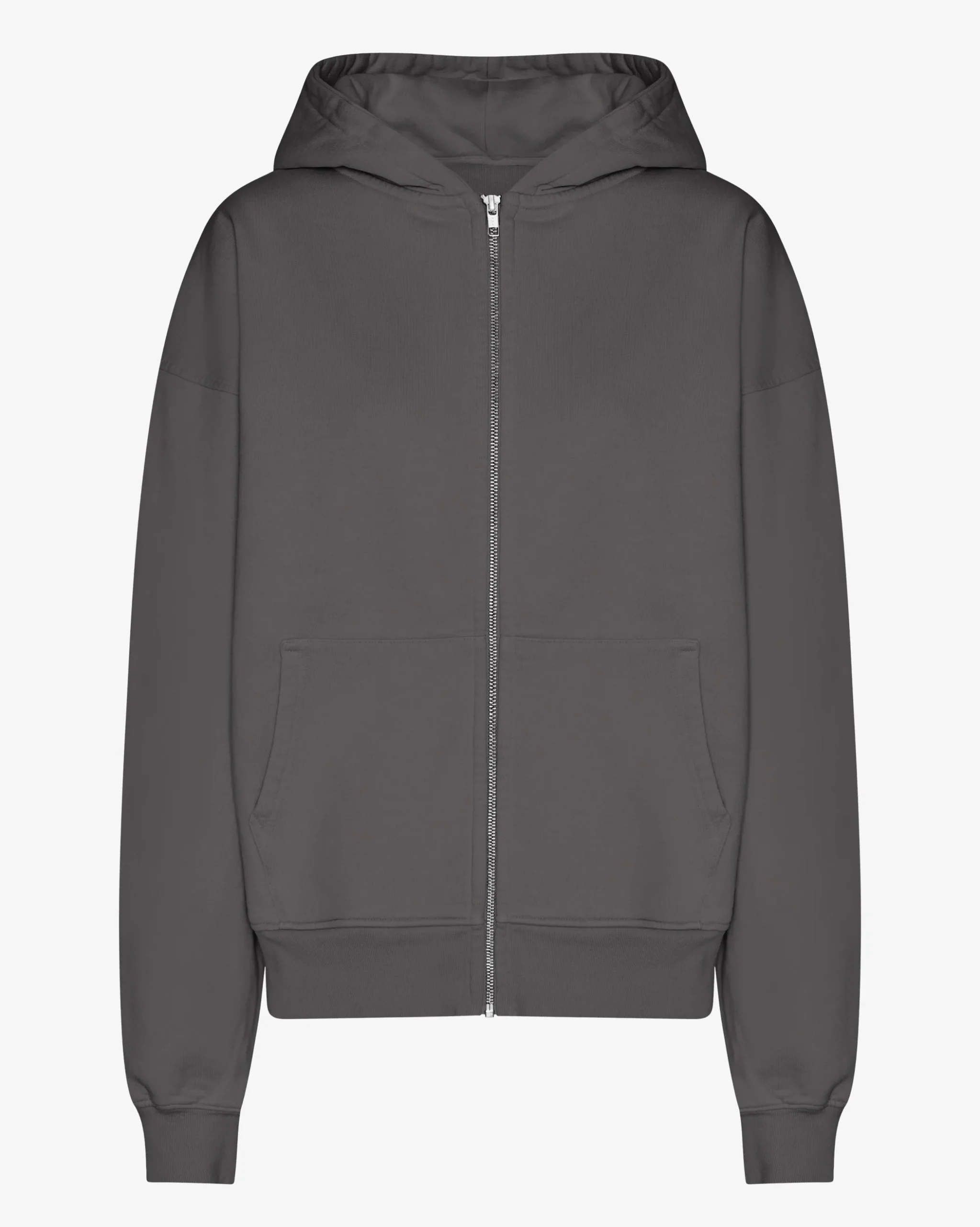 Organic Oversized Zip Hood - Lava Grey