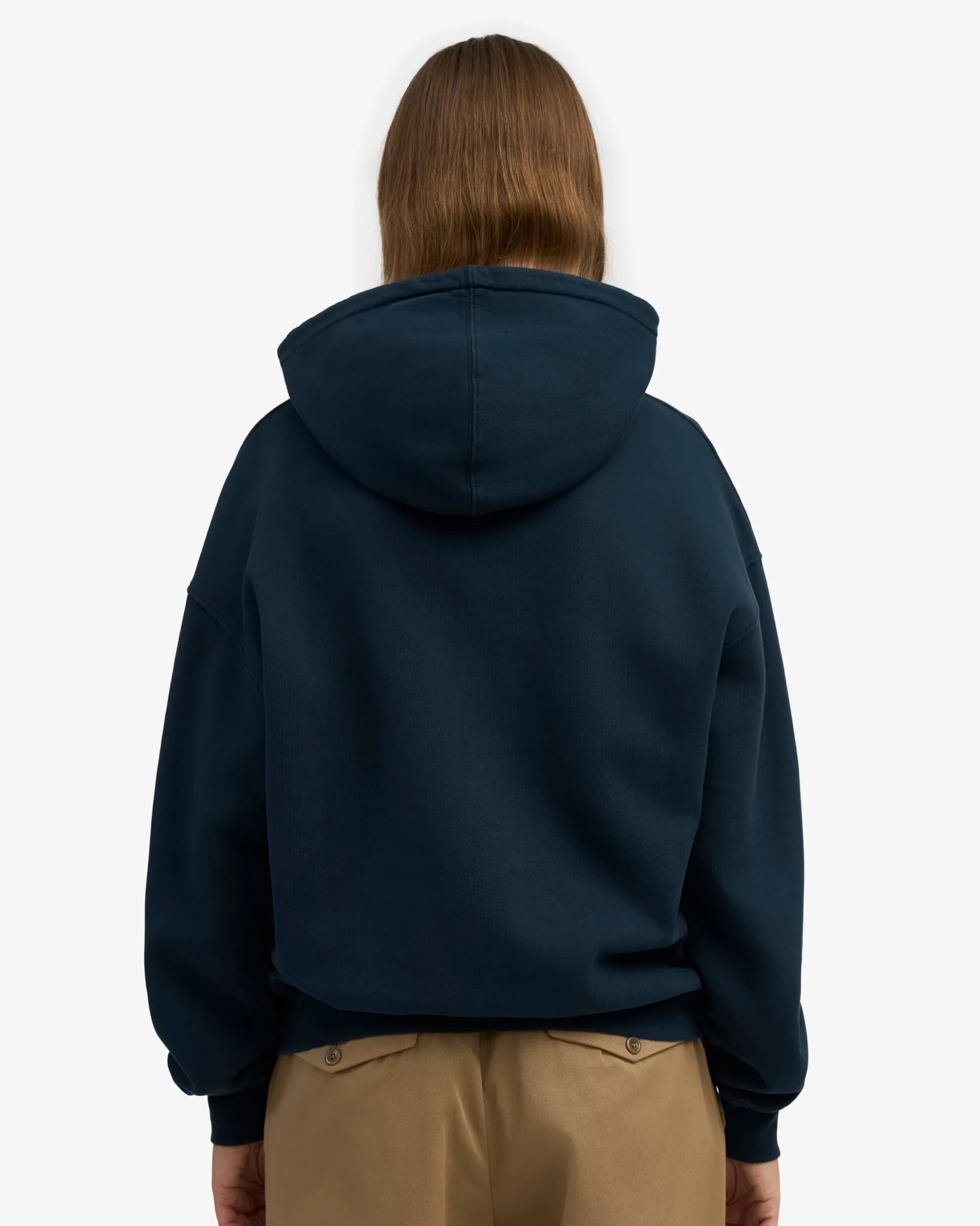Organic Oversized Zip Hood - Navy Blue