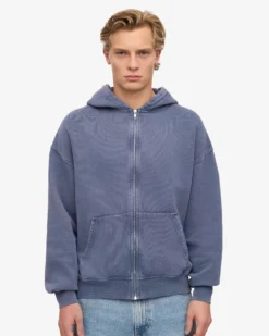 Organic Oversized Zip Hood - Neptune Blue