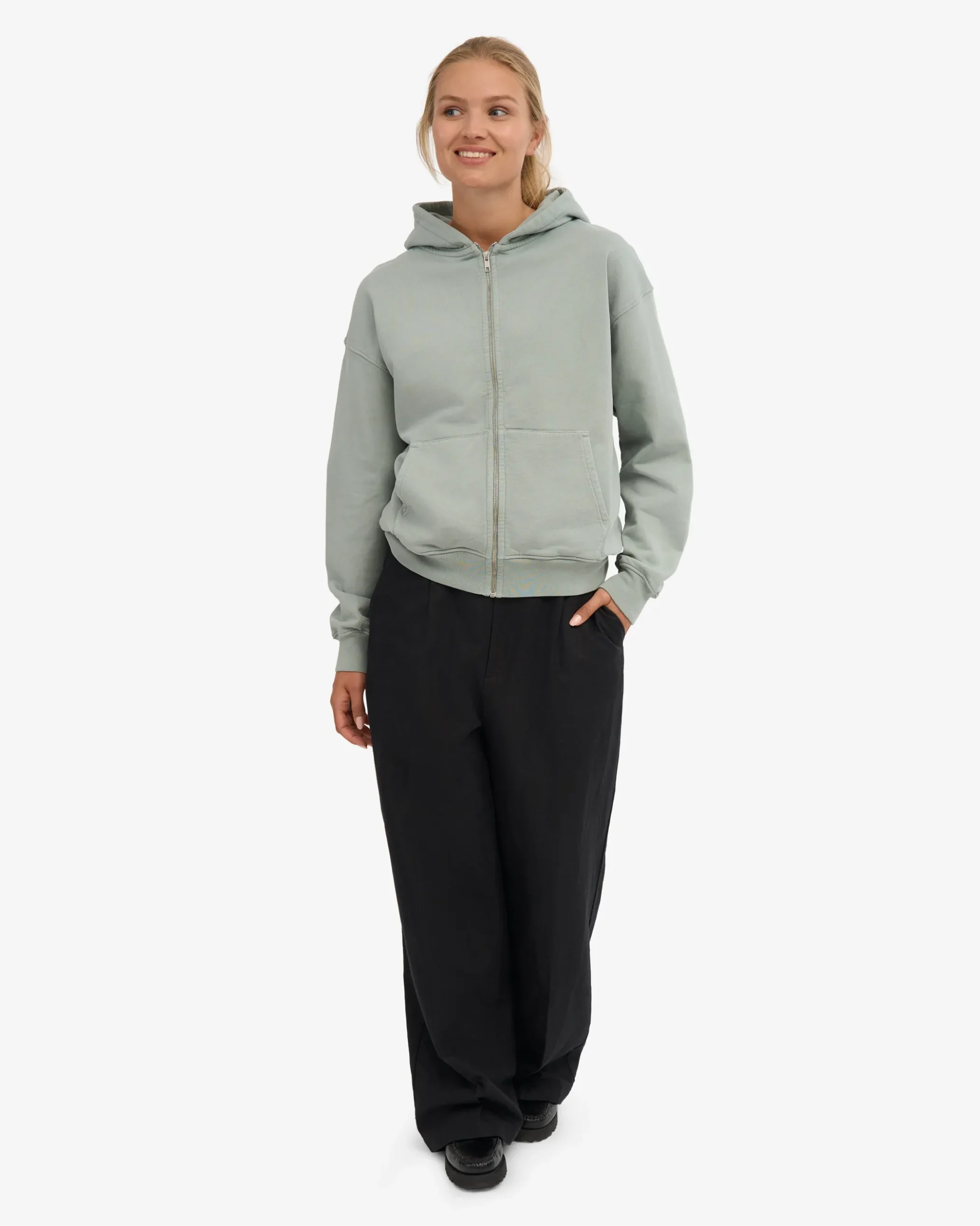 Organic Oversized Zip Hood - Optical White